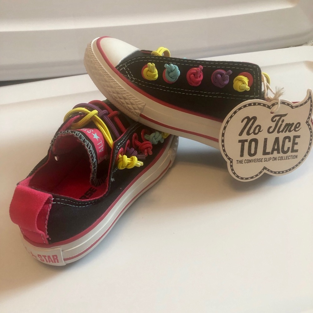 Converse no lace multi color slip on